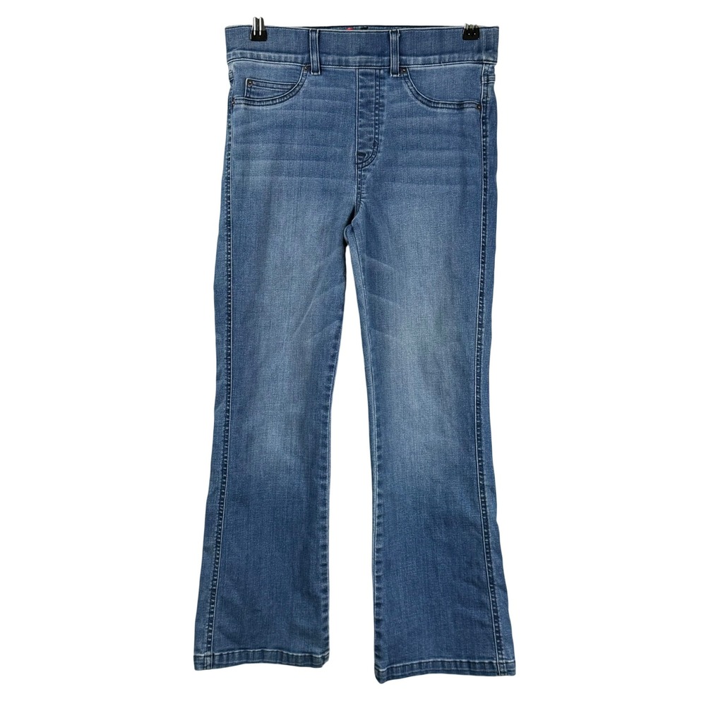 Spanx Kick Flare Jeans Pull On Vintage Indigo High Rise Stretch Denim Womens M